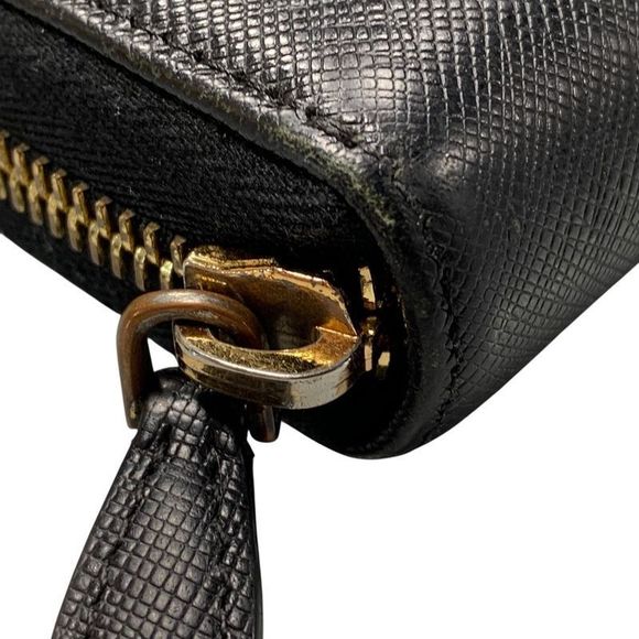3347 Prada Saffiano Metal Saffiano Metal Round Zipper Long Wallet 1ml506 Black - Picture 4 of 13